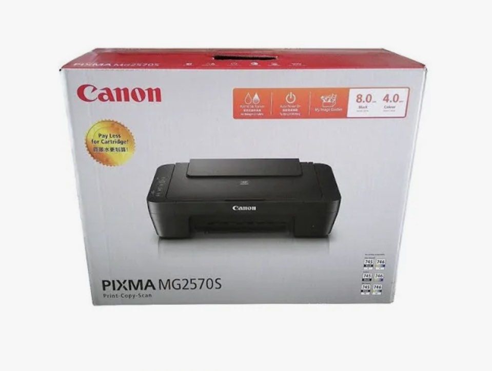 Canon PIXMA MG2570S Print Copy Scan (Category: Printers, Scanners & Copiers) located in Makati City. Submitted by charmedfactory (Listing ID 1470555967, Image 1). Description: - Model: Canon PIXMA MG2570S (Black) - Functions: Print, copy, and scan - Ink Cartridges: Uses PG-745 (Black) and CL-746 (Color) - Design: Compact and space-saving - Inclusions: Printer, cartridges, and original box - Ideal For: Students, online classes, and WFH home office