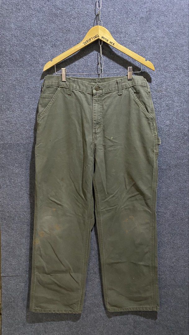 CARHARTT MOSS GREEN CARPENTER PANTS (Category: Jeans) located in Banga. Submitted by thriftingwithher (Listing ID 1470519775, Image 2). Description: 📌 CARHARTT MOSS GREEN CARPENTER PANTS💎 ◾DIMES: WAIST 34✨ LENGTH 40✨ THIGH 14✨ LEG OPENING 9.5✨ ◾CUT WASHTAG✨ ◾ISSUE: STAINS, MINIMAL FADING KNEE PART✨ ◾COLOR RATE: 9.5/10✨ ◾EXCELLENT CONDITION✅.