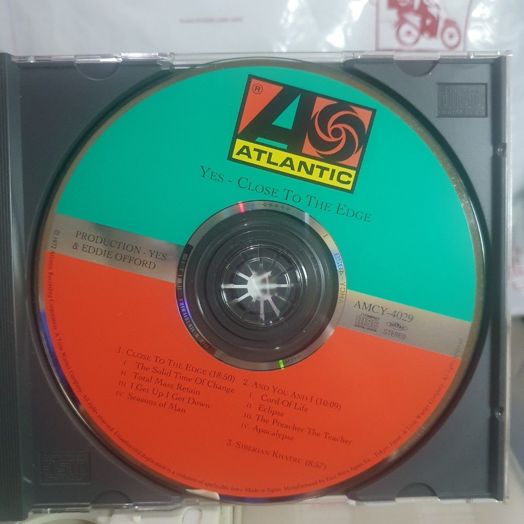 [CD] Yes Close To The Edge (Category: CDs & DVDs) located in Quezon City. Submitted by collectionneursonline88 (Listing ID 1470545019, Image 2). Description: - Artist/Album: Yes - Close To The Edge - Format: Audio CD (Japanese Release, Catalog: AMCY-4029) - Inclusions: Original jewel case, booklet, and rare obi strip - Highlights: Includes legendary prog rock tracks like 'Siberian Khatru' and 'And You And I' - Condition: Great addition for any pr
