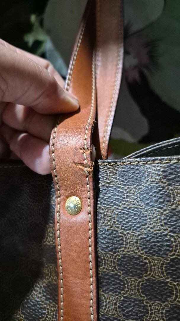 Celine Macadam Brown Monogram Tote Bag (Category: Shoulder Bags) located in Baguio. Submitted by jhaz_bags (Listing ID 1470503424, Image 2). Description: - Brand: Celine - Style: Classic Tote Bag - Material: Brown Macadam Canvas with Tan Leather Trim - Hardware: Gold-tone with Celine Paris detailing - Features: Spacious interior, stored stuffed to hold shape - Timeless vintage piece perfect for everyday use flaw handle.