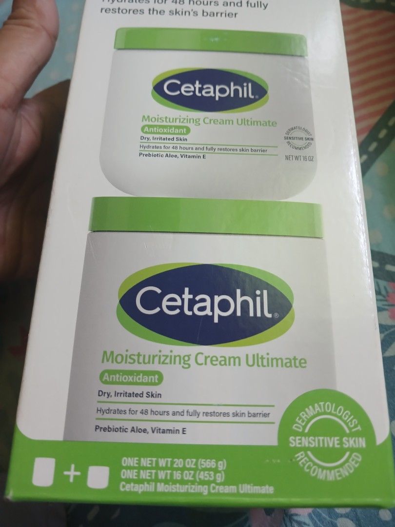 Cetaphil Moisturizing Cream Ultimate 2-Pack 16 oz (Category: Face Care) located in Marikina City. Submitted by laila15 (Listing ID 1470354009, Image 2). Description: - Product: Cetaphil Moisturizing Cream Ultimate 2-Pack (16 oz per tub) - Hydration: Clinically proven to hydrate for 48 hours and restore the skin barrier - Key Ingredients: Formulated with prebiotic aloe, vitamin E, and antioxidants - Skin Type: Ideal for dry, sensitive, and irritat