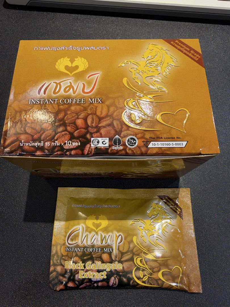 Champ Instant Coffee Mix 泰國黑生薑即溶咖啡, 嘢食 & 嘢飲, 飲料 - Carousell