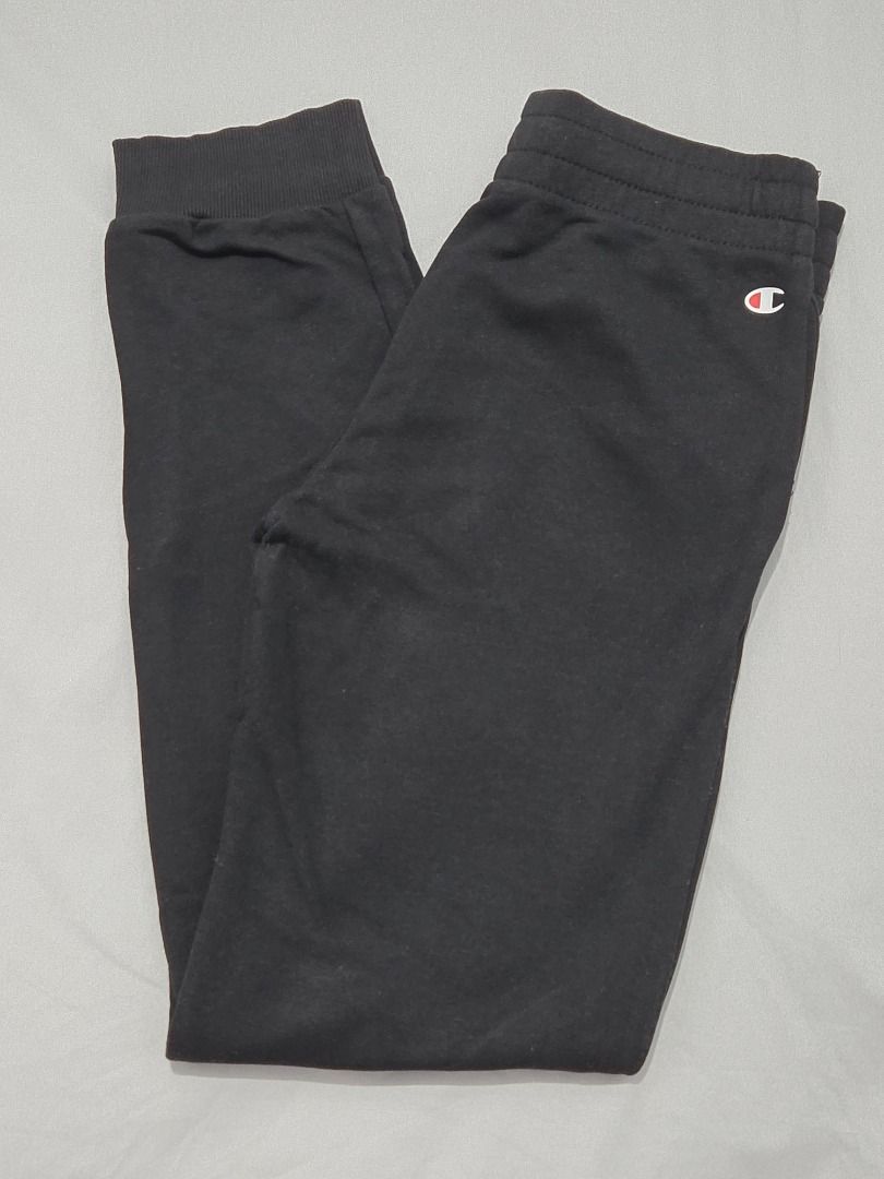 Champion Black Joggers with Glitter Logo (Category: Other Bottoms) located in Bulacan. Submitted by limitless.melai (Listing ID 1470498389, Image 2). Description: waist - can fit to 25 to 27 inches length - 37.5 inches.