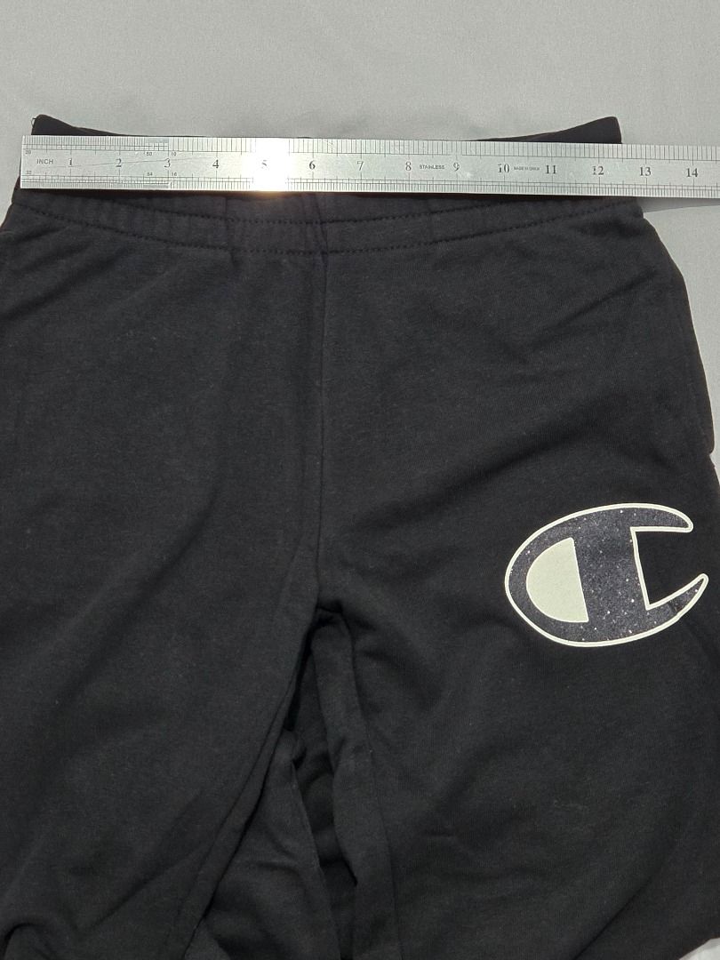 Champion Black Joggers with Glitter Logo (Category: Other Bottoms) located in Bulacan. Submitted by limitless.melai (Listing ID 1470498389, Image 3). Description: waist - can fit to 25 to 27 inches length - 37.5 inches.