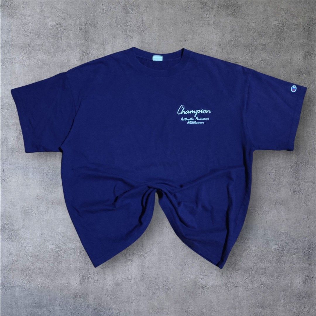 Champion Mullet Type Tee (Category: Tshirts & Polo Shirts ) located in Taguig. Submitted by thriftedtaguig07 (Listing ID 1470462236, Image 2). Description: Champion Mullet Type Tee 23x27 (Large Boxy Fit) No issues No Cracks Excellent Condition Mine:400+SF🏷️ All items posted are secondhand / thrifted pieces. We are not affiliated with or partnered with any brands shown. Brand names are used only for identification purposes..