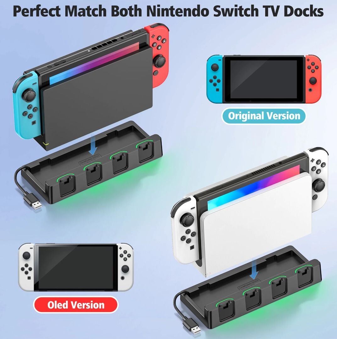 Charging Dock Station For Nintendo Switch/OLED, Joycon Controller ...