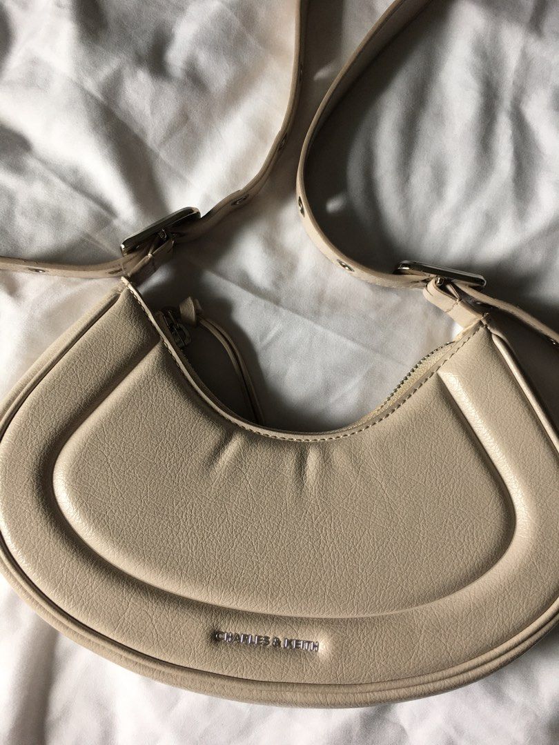Charles & Keith Beige Curved Shoulder Bag, Women's Fashion, Bags ...