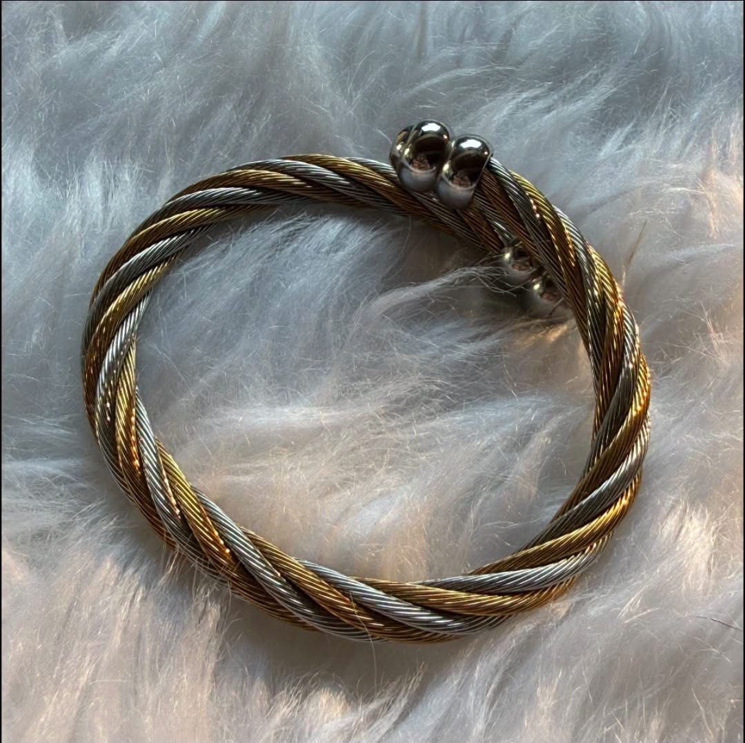 Charri0l (Category: Bracelets) located in Manila. Submitted by annafinds (Listing ID 1470490159, Image 3). Description: Charri0l A two-tone twisted cable bangle bracelet. - Almost new condition - Complete inclusions - Small to large wrist size ₱15,999 Open for layaway. Disclaimer: We are not affiliated, associated, authorized, endorsed by or in any way officially connected with any other company or luxury brand. All copyrights are reserved to the