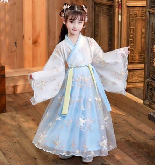 Chinese Costume for Kids (Category: Babies & Kids Fashion) located in Manila. Submitted by hantan1022 (Listing ID 1470391849, Image 1). Description: Chinese Costume for Kids (a traditional-style fairy skirt set featuring a blue and white design with embroidered floral accents) Best fits: 100-110 size.