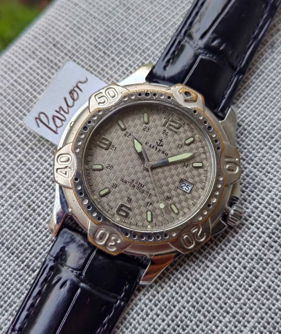 Citizen Calypso *Arabic Military Grey Dial* (Category: Men's Watches) located in Caloocan City. Submitted by preserve_timepieces (Listing ID 1470521113, Image 1). Description: -Kindly Please Read The Descriptions First Before you message. -Auto pass sa Kwentuhan | Please respect each other's time. -Watch Only. -Newly polished. -P1400 (fixed price) + shipping fee. -Brand: Citizen -Dial: Grey Textured. - Case Width: 41.5mm. - Lug-to-lug height: 46m