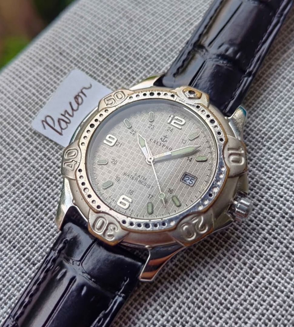 Citizen Calypso *Arabic Military Grey Dial* (Category: Men's Watches) located in Caloocan City. Submitted by preserve_timepieces (Listing ID 1470521113, Image 2). Description: -Kindly Please Read The Descriptions First Before you message. -Auto pass sa Kwentuhan | Please respect each other's time. -Watch Only. -Newly polished. -P1400 (fixed price) + shipping fee. -Brand: Citizen -Dial: Grey Textured. - Case Width: 41.5mm. - Lug-to-lug height: 46m