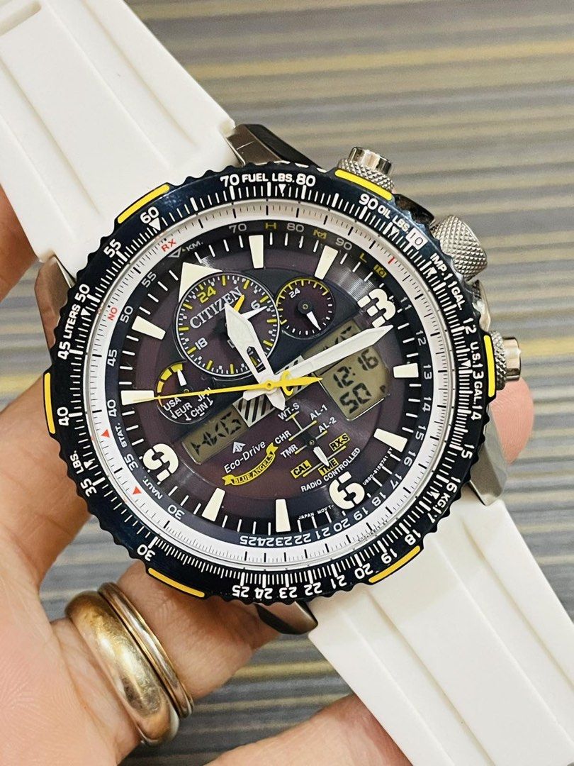 Citizen Skyhawk Blue Angels Eco-Drive Watch (Category: Men's Watches) located in Paranaque City. Submitted by robertsoon.08 (Listing ID 1470523073, Image 2). Description: Citizen Promaster Skyhawk A-T Blue Angels Eco-Drive 45mm case diameter With new rubber strap aftermarket Original leather strap included Good running condition Preloved Used Watch Authentic/Original Watch only!! with provided box ordinary.