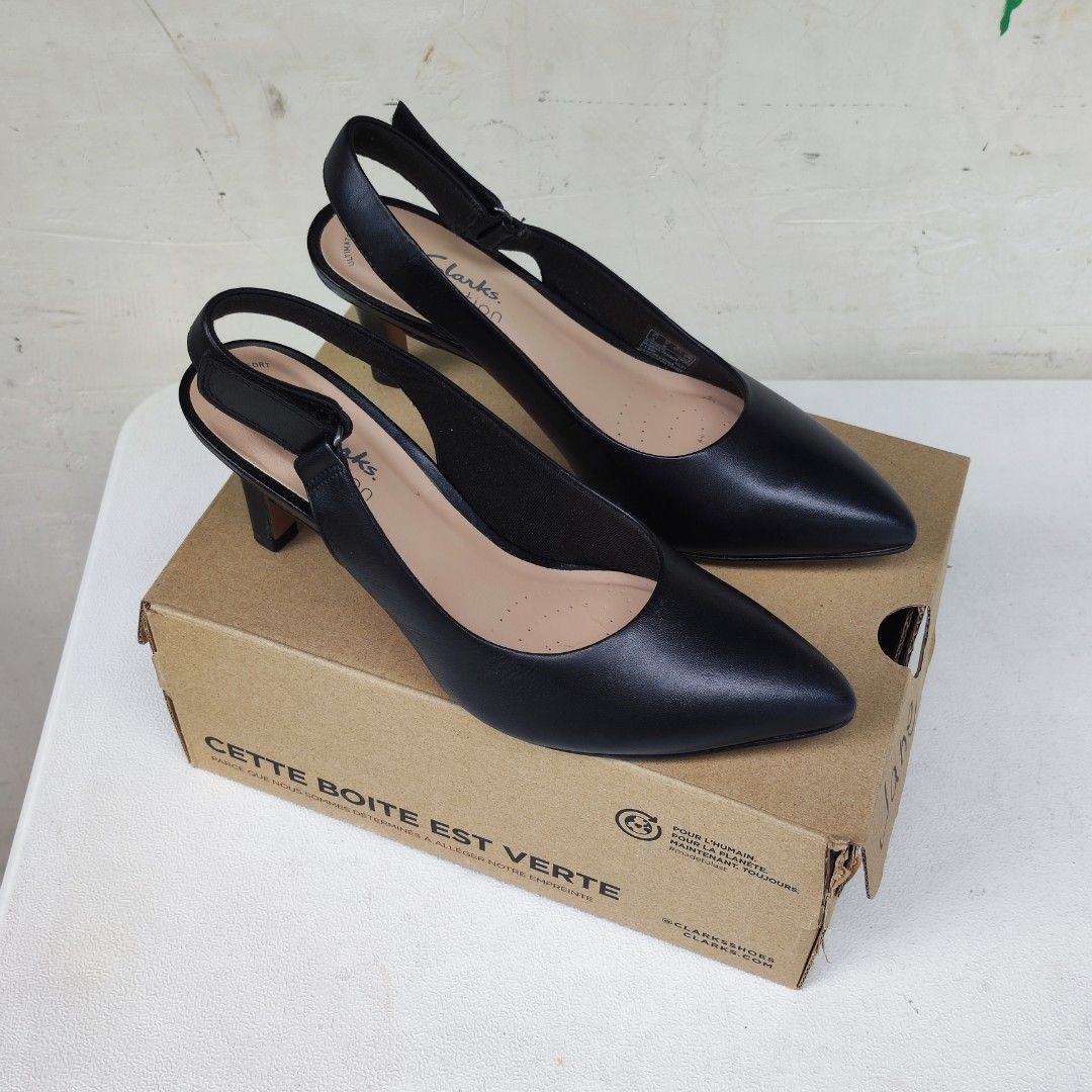 Clarks Women's Slingback Heels (Category: Heels) located in Caloocan City. Submitted by iamqwertyy (Listing ID 1470537711, Image 1). Description: - Brand: Clarks (Model: Illeana Poppy) - Color: Black - Size: US 7 M / UK 4.5 D / EU 37.5 Comfort Features: Ortholite Footbed, Smooth Textile Linings, Durable Rubber Outsole Premium Leather Adjustable Hook and Loop Ankle Strap .