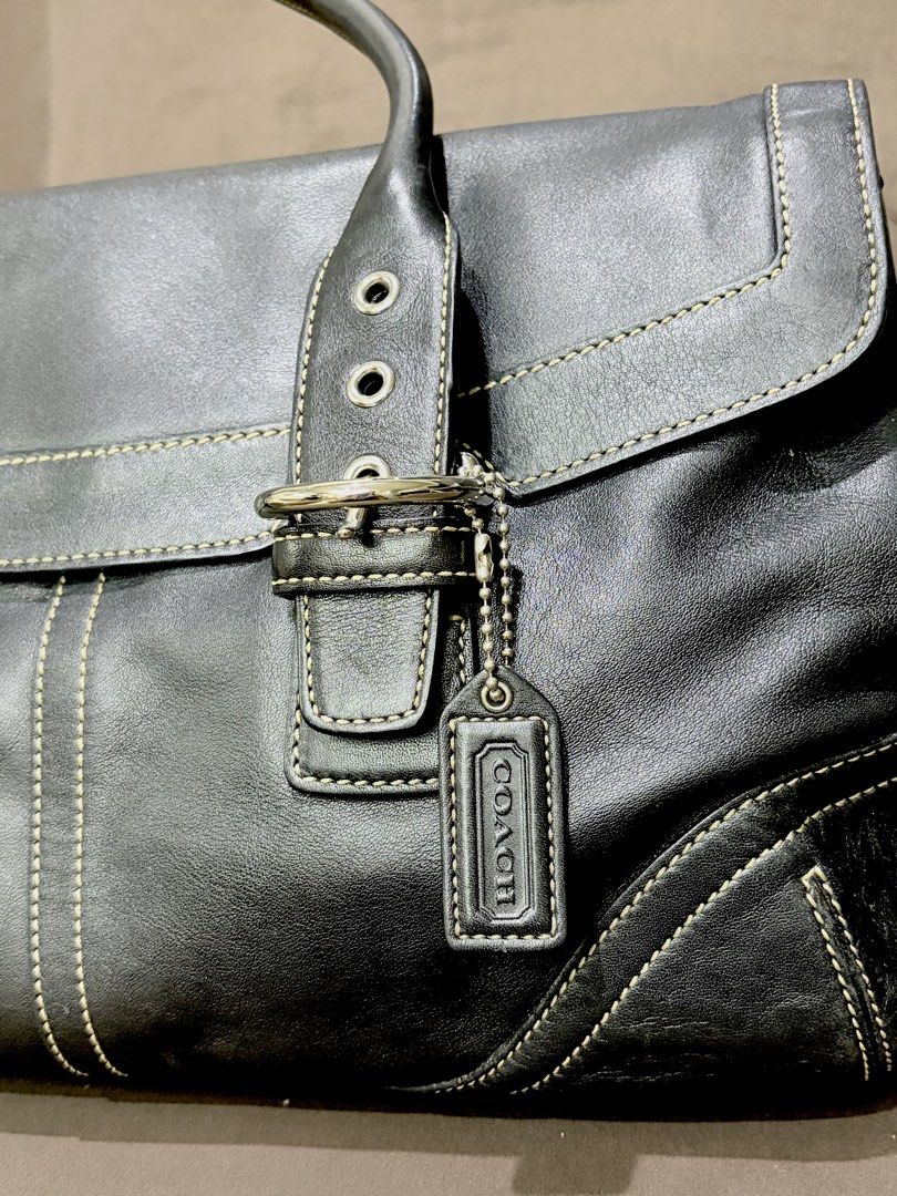 Coach 9636 Leather Soho Flap Tote Bag (Category: Luxury Bags & Wallets) located in Manila. Submitted by hiraimomos (Listing ID 1470459609, Image 2). Description: authentic Coach leather handbag ‼️ - has stamped creed patch with serial number - clean interior fabric and well-maintained condition - no issues or scratches .