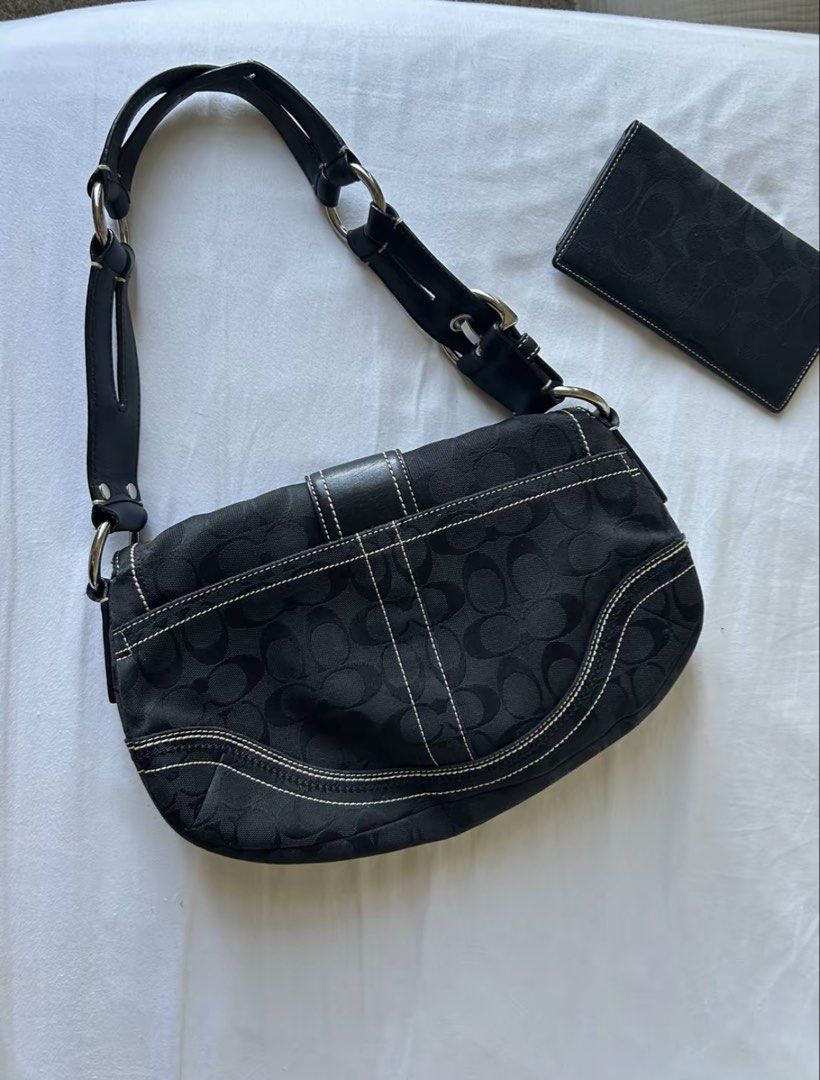 Coach Signature Black Monogram Shoulder Bag (Category: Luxury Bags & Wallets) located in Puerto Princesa. Submitted by live.dizee (Listing ID 1470535008, Image 2). Description: guaranteed AUTHENTIC medium triple black soho. Have minimal rubs & signs of use. can provide more PROOFS & can do videocall. (wallet not included alr sold) rfs: need space sa room .