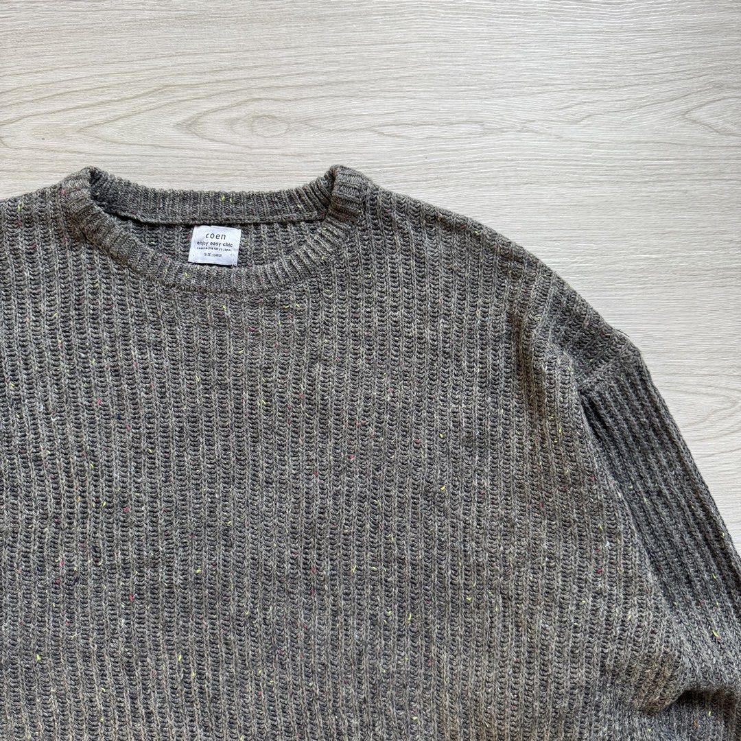 Coen loose silhouette knit sweater (Category: Coats, Jackets and Outerwear) located in Zamboanga. Submitted by rustic.rev (Listing ID 1470466067, Image 2). Description: Coen loose silhouette knit sweater In excellent condition Tagged: L Actual Measurements: Pit to pit: 27” Length: 26” Shoulders: 25” Sleeves length: 26”.