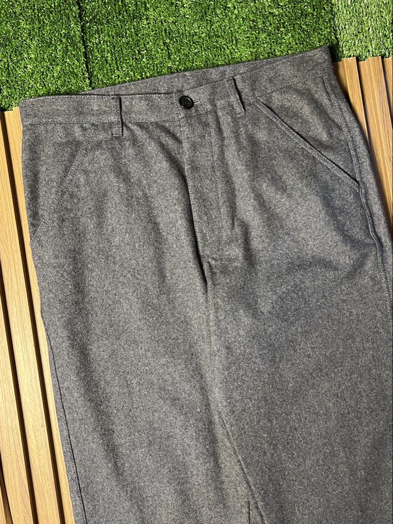 COMME DE GARCONS SHIRT BOYS - WOOL & NYLON BLEND FLATFRONT TROUSER (Category: Trousers) located in Bacolod City. Submitted by timelessbyjosh (Listing ID 1470530617, Image 2). Description: BEST FOR CASUAL & FORMAL OUTFITS SIZE : MEDIUM ACTUAL COLOR : GREY COLOR RATE : 10 OUT OF 10 CONDITION : NEAR NEW MATERIAL : 90 % WOOL & 10 % NYLON MADE IN : FRANCE FLAWS : NONE DIMENSIONS WAIST - 34 LENGTH - 38 THIGH - 13 LEG OPENING - 7 MEASUREMENT TAKEN WHILE