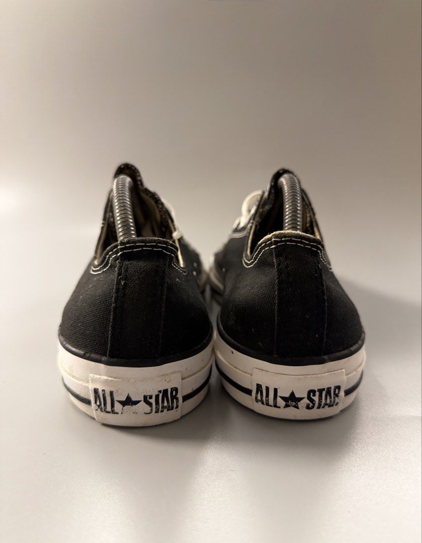 Converse All Star Low Black White Size US 9.5 (Category: Sneakers) located in Caloocan City. Submitted by maempenafi21452 (Listing ID 1470461736, Image 3). Description: - Brand: Converse All Star - Style: Low-top canvas sneakers (Black & White) - Size: Men's US 9.5 / EUR 43 - Condition: Good, with gentle wear on the interior lining - Features: Durable rubber toe cap, lace-up front, and iconic heel patch - Perfect for daily casual wear.