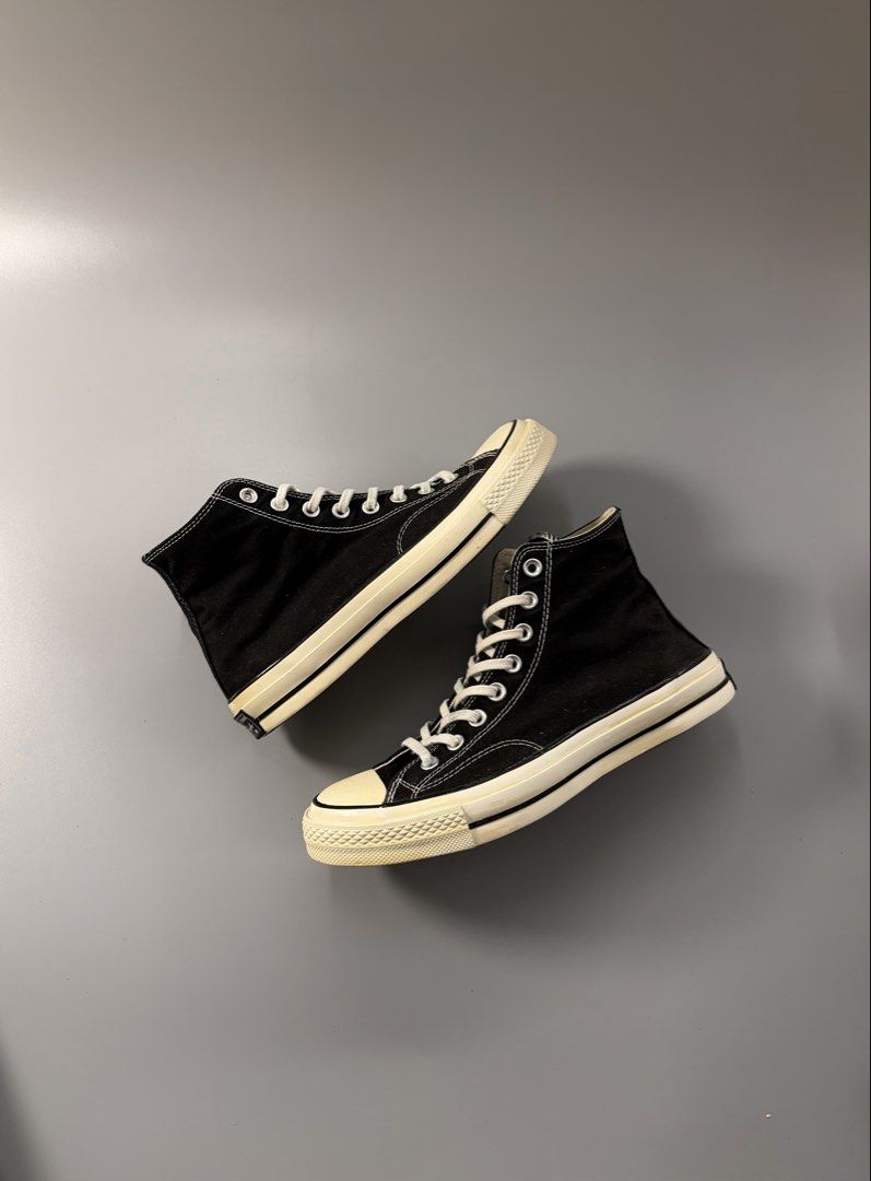 Converse Chuck 70 High Top Black Canvas (Category: Sneakers) located in Quezon City. Submitted by markieexp (Listing ID 1470460028, Image 1). Description: - Model: Converse Chuck 70 High Top - Color: Classic Black Canvas with Vintage White Midsoles - Details: Contrast white stitching, silver eyelets, and brown rubber outsole - Size: US Men's 8 / Women's 10 / EUR 41.5 - Condition: Brand new and ready to wear - Perfect for daily styling and streetw