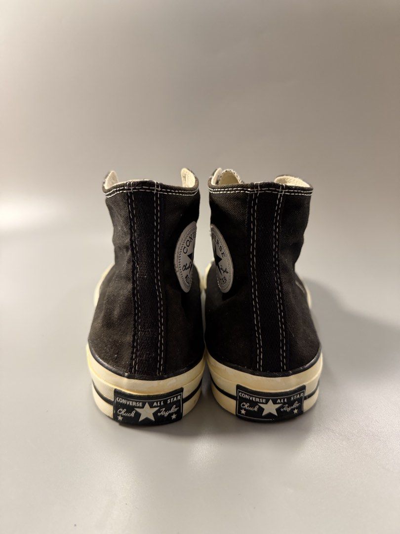 Converse Chuck 70 High Top Black Canvas (Category: Sneakers) located in Quezon City. Submitted by markieexp (Listing ID 1470460028, Image 3). Description: - Model: Converse Chuck 70 High Top - Color: Classic Black Canvas with Vintage White Midsoles - Details: Contrast white stitching, silver eyelets, and brown rubber outsole - Size: US Men's 8 / Women's 10 / EUR 41.5 - Condition: Brand new and ready to wear - Perfect for daily styling and streetw