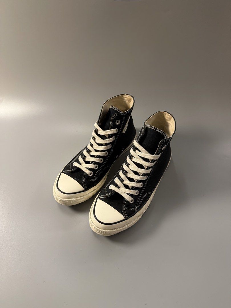 Converse Chuck 70 High Top Black Egret 8.5 (Category: Sneakers) located in Caloocan City. Submitted by maempenafi21452 (Listing ID 1470461508, Image 2). Description: - Brand: Converse Chuck 70 High Top - Color: Classic Black with off-white midsole - Size: Men's 8.5 / Women's 10.5 / EUR 42 (Unisex) - Condition: Excellent, minimal wear on soles - Details: Durable canvas upper, iconic ankle patch, clean laces and inner lining.