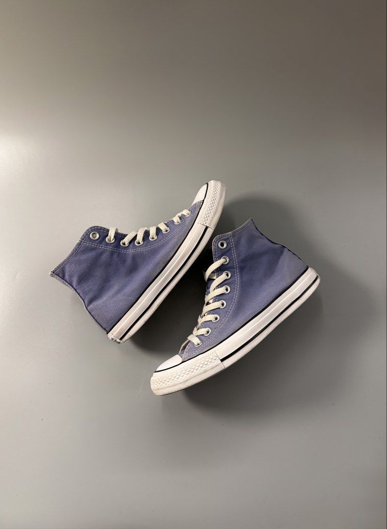 Converse Chuck Taylor All Star High Top Blue (Category: Sneakers) located in Caloocan City. Submitted by maempenafi21452 (Listing ID 1470461085, Image 1). Description: - Brand: Converse - Style: High top sneakers - Color: Blue with white laces and midsoles - Size: UK 6.5 / US Men's 6.5 / US Women's 8.5 / EUR 39.5 - Condition: Classic canvas upper, clean white midsoles with black piping, and minor wear marks on rubber outsoles.