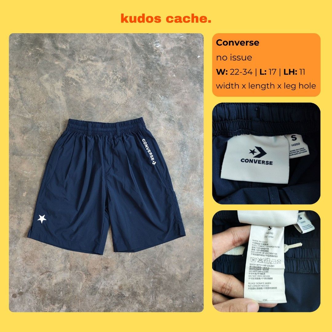 Converse Shorts (Category: Shorts) located in Rosales. Submitted by kudoscache (Listing ID 1470432929, Image 1). Description: - Brand: Converse - Waist: 22-34 | Length: 17 - Color: Navy Blue - slightly nego payment: maribank / gotyme courier: J&T.