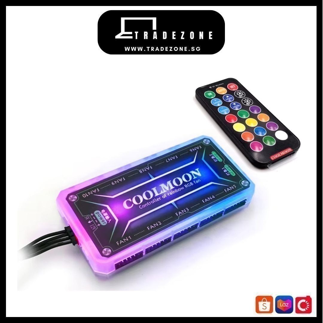 COOLMOON RGB Controller 12V 5A 6Pin RGB Cooling Fan Smart Remote ...