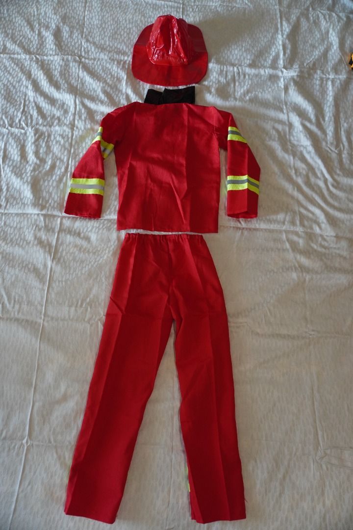 COSTUME - Fireman Firefighter (Category: Babies & Kids Fashion) located in Muntinlupa City. Submitted by saveearth.buy2ndhand (Listing ID 1470544914, Image 2). Description: - Fireman Role-Play Costume Set - Includes Jacket, Pants, and Red Soft Helmet Original price: Php 1100 Selling price: Php 200 For: Boys, Girls, Unisex Age: 4-7 years old Condition: 9/10 Flaws: None. ONLY AVAILABLE HERE ON CAROUSELL. NO COD. NO RESERVATIONS. All pictures posted