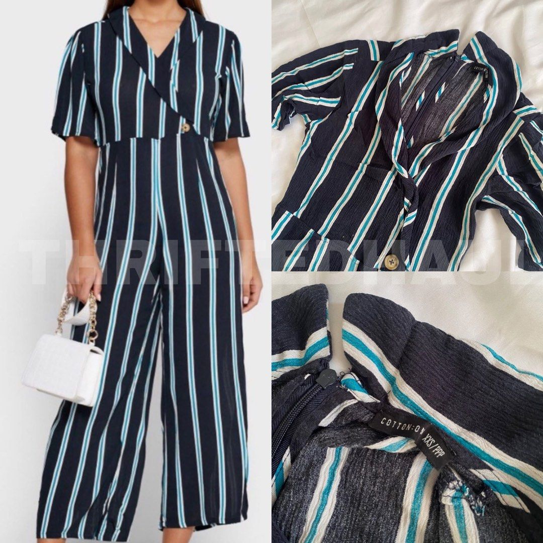 Cotton on Stripe Knitted Jumpsuit (Category: Jumpsuits) located in Binan City. Submitted by mypreloved_haul (Listing ID 1470385999, Image 3). Description: With unnoticeable stain and small hole, Fits xxs to small, last price posted!.