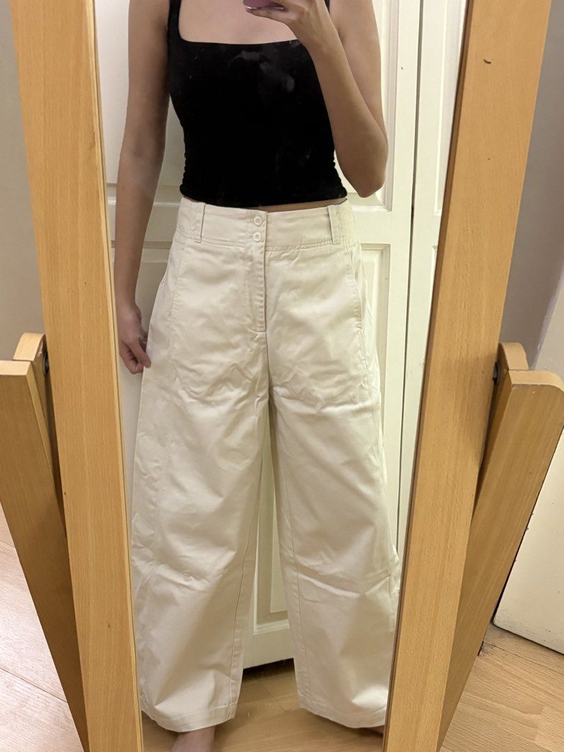 cream wideleg denim pants (Category: Jeans) located in Balanga. Submitted by shopflora (Listing ID 1470529743, Image 3). Description: waist: 30 length: 40 high quality fabric! lukot lang 😅.