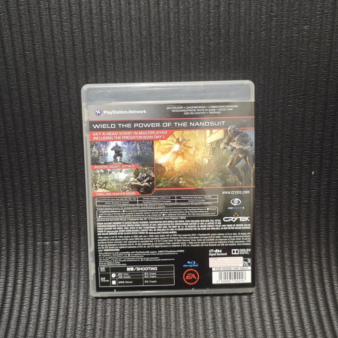 Crysis 3 Hunter Edition PS3 Game R3 (Category: PlayStation) located in Quezon City. Submitted by shopme_gadget30 (Listing ID 1470517426, Image 3). Description: kindly read the details first for sale fixed price mint condition tested and working with Case and disc game (no scratches) with Manual compatible to ps3 console R3 Region qc area meet up: sm north shipping fee must shoulder by the buyer via lalamove or grab payment: bdo/gcash happy gaming