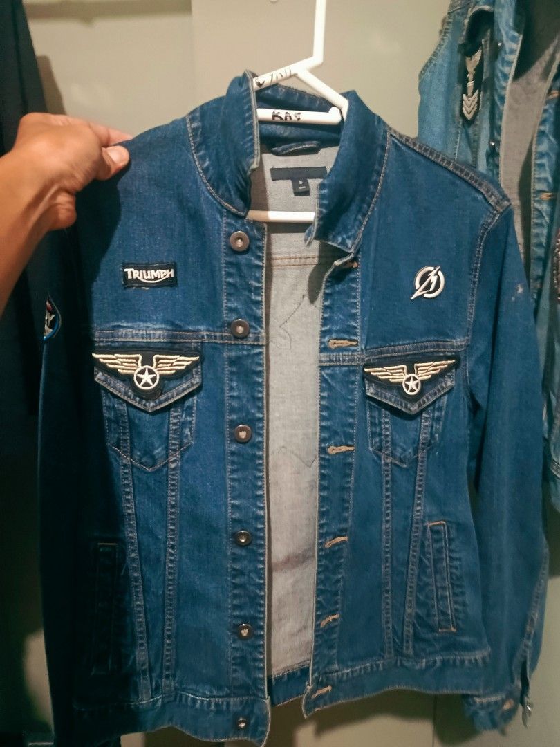 Custom Denim Jacket Vest Patchwork Rock Band Patches (Category: Coats, Jackets and Outerwear) located in Manila. Submitted by astiga (Listing ID 1470470310, Image 3). Description: - Custom DIY denim battle vest featuring a heavy wash and button-up closure - Back loaded with embroidered rock and metal band patches (Nirvana, Metallica, Iron Maiden, Megadeth, Guns N Roses, AC/DC, Black Sabbath) and Route 66 - Front accented with Levi's branding, Ame