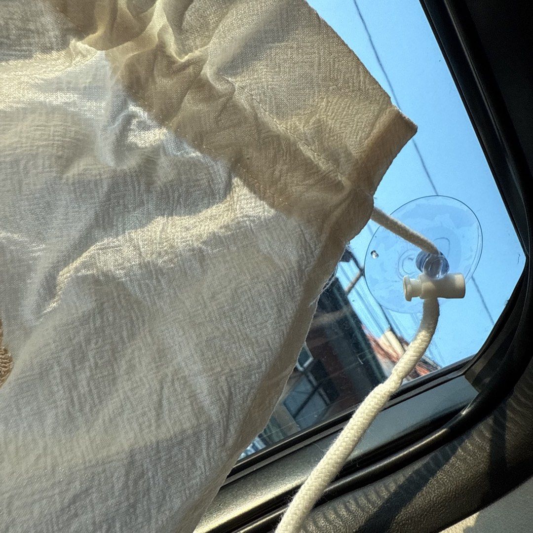 Cute Bear Pattern Car Window Sunshade Curtain (Category: Curtains & Blinds) located in Marikina City. Submitted by lovegoeson (Listing ID 1470430413, Image 2). Description: - Adorable white car window curtain featuring cute brown bear embroideries - Effectively blocks out glare to keep back seat passengers comfortable - Smooth pull-across design with secure suction cup attachment - Lightweight fabric that is easy to fold and store compactly when 