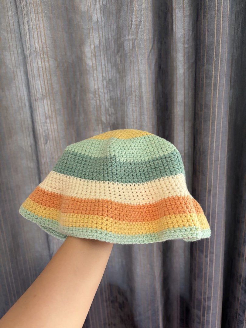 Cute crochet bucket hat (Category: Hats & Beanies) located in Quezon City. Submitted by jocelyn__18 (Listing ID 1470392461, Image 2). Description: Multicolur bucket hat hand made!!.