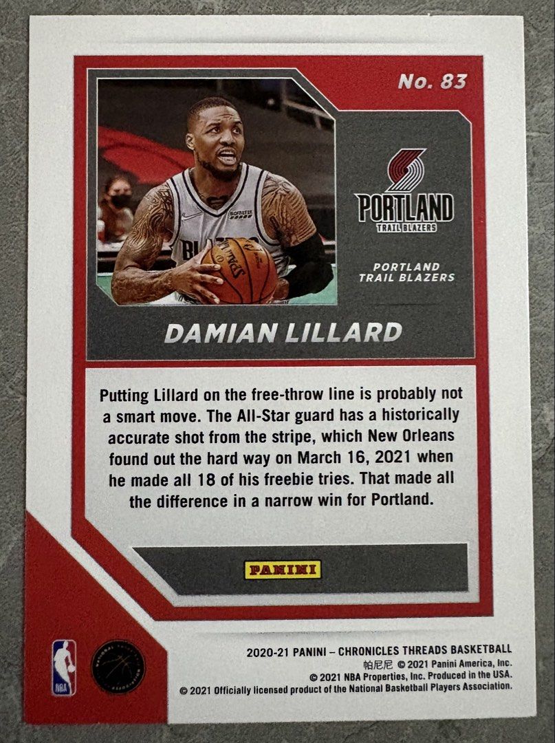 Damian Lillard 83 (Category: Raw Singles) located in Manila. Submitted by steadycards80 (Listing ID 1470493513, Image 2). Description: .
