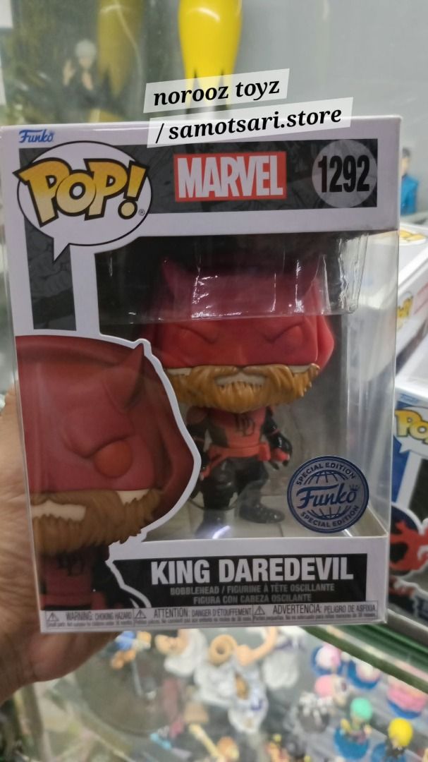 Daredevil Funko Pop Collection! 499-pesos EACH (Category: Figurines & Statues) located in Pasig City. Submitted by samotsari.store (Listing ID 1470492836, Image 2). Description: 👀✨ Daredevil Funko Pop Collection! 😈🔴 Mga boss, silip tayo! 👀 Mga Daredevil fans at Funko Pop collectors, baka ito na ang chance para madagdagan ang inyong collection! 🔥 🔴 Available Funko Pops: - Funko Pop King Daredevil #1292 — 1 pc - Funko Pop Daredevil: Fall from