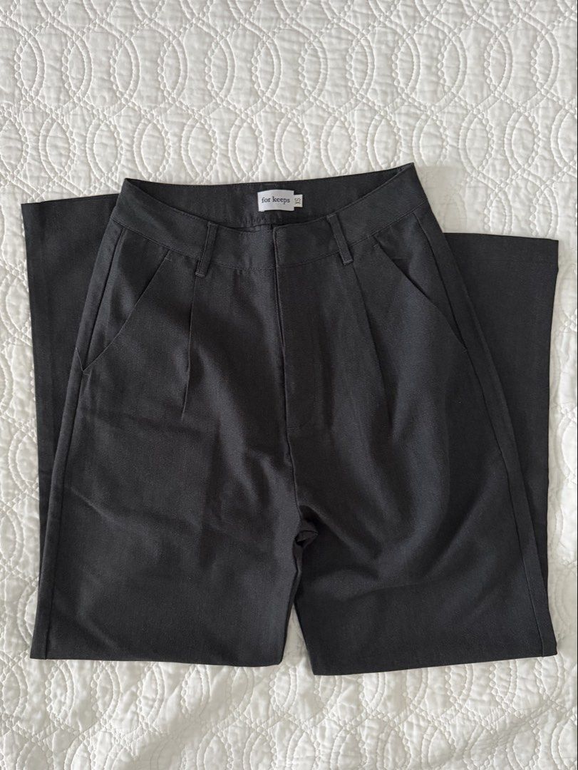 Dark Grey For Keeps Trousers (Category: Other Bottoms) located in Quezon City. Submitted by kelangot (Listing ID 1470425342, Image 1). Description: Selling this item in great condition! Brand: forkeeps the label Size: xs Condition: worn only once Color: dark grey RFS: decluttering 📦 Shipping: C/O buyer 💸 Payment: GCash, BPI, or GoTyme Feel free to message me for inquiries Strictly no cancellations, returns, or refunds. Happy shopping! ♡.
