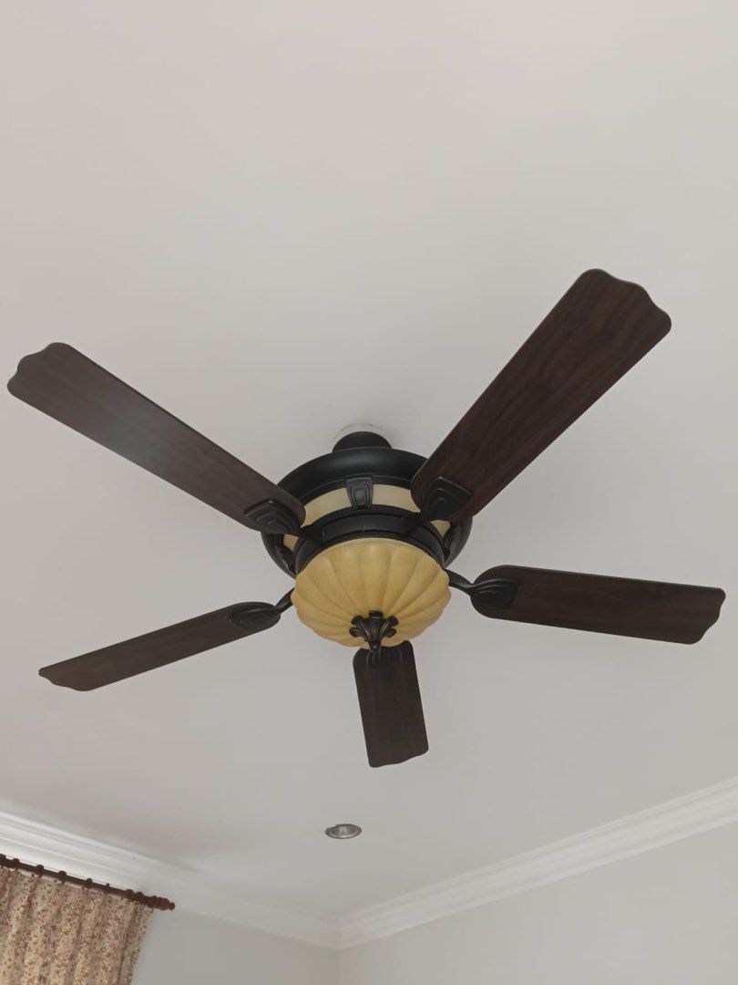 Overhead Fans Dark Wood 5-Blade Ceiling Fan with Light Fixtures, Furniture & Home ...