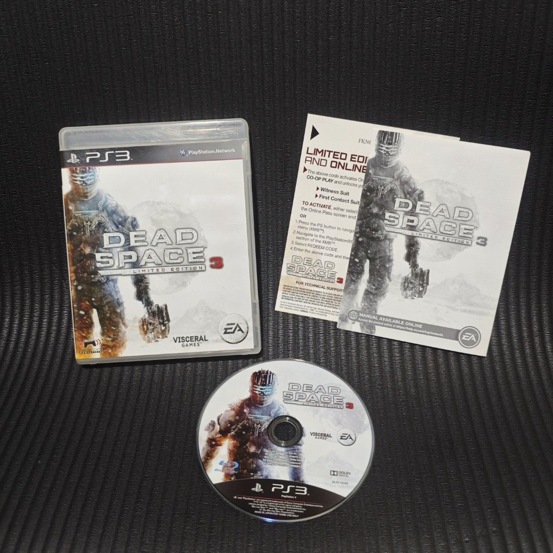 Dead Space 3 Limited Edition PS3 Game R3 (Category: PlayStation) located in Quezon City. Submitted by shopme_gadget30 (Listing ID 1470517052, Image 1). Description: kindly read the details first for sale fixed price mint condition tested and working with Case and disc game (no scratches) with Manual compatible to ps3 console R3 Region qc area meet up: sm north shipping fee must shoulder by the buyer via lalamove or grab payment: bdo/gcash happy g