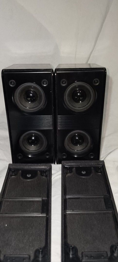 Denon SC-AS511 satellite Speakers Pair (Category: Soundbars, Speakers & Amplifiers) located in Quezon City. Submitted by jpnvintageonline (Listing ID 1470509534, Image 2). Description: - Model: Denon SC-AS511 satellite Speakers - Finish: Sleek glossy black - Grills: Included and removable - Impedance: 6 ohms (40W to 100W peak input) - Connections: Spring clip terminals on the back - Sound: Clean and crisp audio reproduction - Design: Compact size