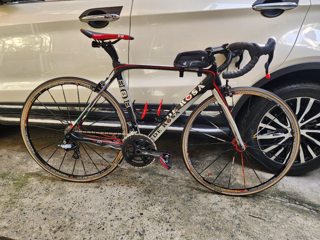 DeRosa Super King SR (Category: Bicycles) located in Taguig. Submitted by homelander27 (Listing ID 1470367668, Image 1). Description: Frameset: - De Rosa Super King SR 888 xs size - ITM Carbon Dropbar - Original Colnago bartape Groupset: - Campagnolo Potenza 11spd - Campagnolo chain 11spd - Campagnolo cableset - Ultegra pedals Wheelset: - Mavic Krsyrium ES Helium Special Edition - Campagnolo hub - Campagnolo cassette - Challenge Tires (25mm).