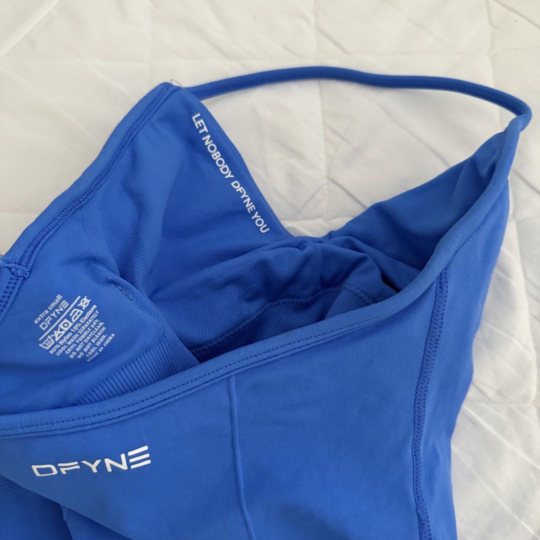 Dfyne Impact Strappy Tops (Category: Activewear) located in Davao. Submitted by aug_amari (Listing ID 1470353942, Image 3). Description: take all 1850 | Fits XS-S Not sure authentic since the strappy bra doesn't have sizing but i bought this sa depop for 2k each bra & 2k each top 🥹🥹 but compared it w my dfyne authentic onces same same :).