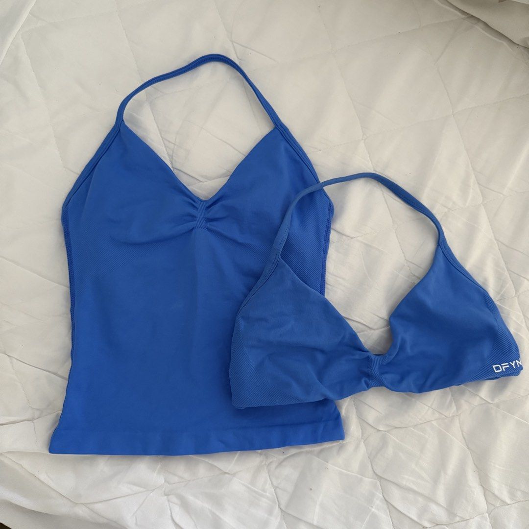 Dfyne Impact Strappy Tops (Category: Activewear) located in Davao. Submitted by aug_amari (Listing ID 1470353942, Image 1). Description: take all 1850 | Fits XS-S Not sure authentic since the strappy bra doesn't have sizing but i bought this sa depop for 2k each bra & 2k each top 🥹🥹 but compared it w my dfyne authentic onces same same :).