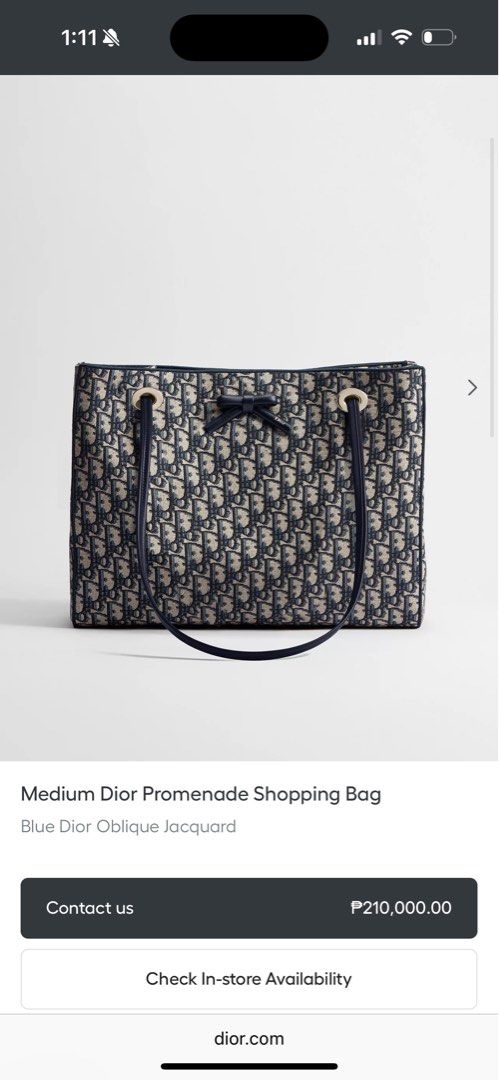 Dior promenade shopping bag (Category: Luxury Bags & Wallets) located in Abucay. Submitted by warmlion.6256b2 (Listing ID 1470391071, Image 1). Description: For sale original dior promenade shopping bag Slightly used Complete box dust bag paper bag Slightly nego .