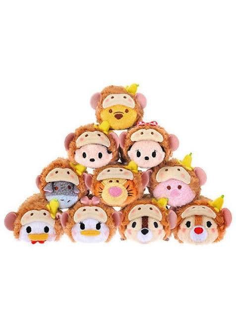 Disney Tsum Tsum New Year 2016 Monkey Plush Box Set (Category: Plushies & Soft Toys) located in Mandaluyong City. Submitted by stuffandshop2017 (Listing ID 1470354193, Image 2). Description: - Authentic Disney Tsum Tsum 2016 New Year monkey collection - Set of 10 miniature plush toys wearing cute monkey outfits with bananas on their heads - Comes in the original yellow display box with a clear plastic window - Rare collector's item, perfect for D