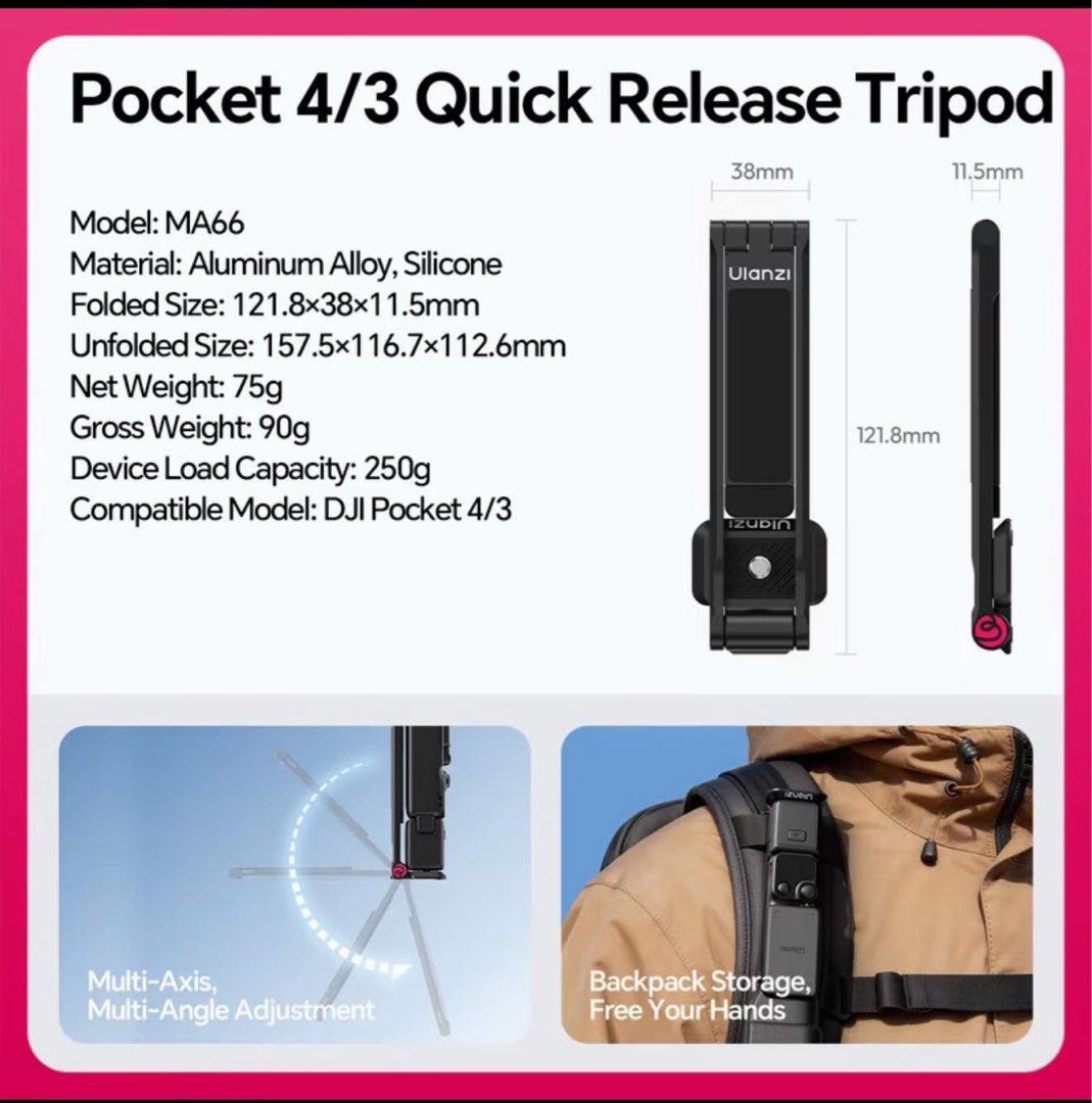 DJI OSMO POCKET 4 - CREATOR COMBO (Category: Video Cameras) located in Manila. Submitted by cabrerakvn.27 (Listing ID 1470365381, Image 3). Description: 📸 FOR SALE: DJI OSMO POCKET 4 – CREATOR COMBO ✨ Selling my DJI Osmo Pocket 4 Creator Combo in GOOD AS NEW condition! 💯 ✅ Good as new ✅ Creator Combo ✅ Used only around 6 times ✅ Well-maintained and in excellent condition ✅ 2 Freebies Accessories (Osmo Pocket Cover and Ulanzi Magnetic Tripod) RF
