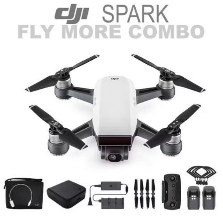 DJI Spark Fly More Combo Drone (Category: Drones) located in Caloocan City. Submitted by omlpolicar58626 (Listing ID 1470376974, Image 2). Description: - Item: DJI Spark Fly More Combo (White with Blue Decal) - Condition: Excellent, complete package - Includes: Drone body, remote controller, multiple batteries, power adapter, and cables - Storage: Custom foam-fitted hard carrying case for ultimate portability - Perfect for travel and beginner to 