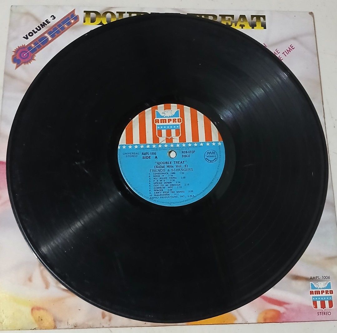 Double Treat Solid Hits Vol. 3 Vinyl LP (Category: Vinyls) located in Manila. Submitted by miczngrz (Listing ID 1470387045, Image 3). Description: - Title: Double Treat Solid Hits Volume 3 - Price: 1,200 (get discount if you buy 2 or more vinyl records) - Notable Tracks: Lovestruck 1980, Fame, Xanadu, September Morn - Genre: Perfect for disco and easy listening fans.