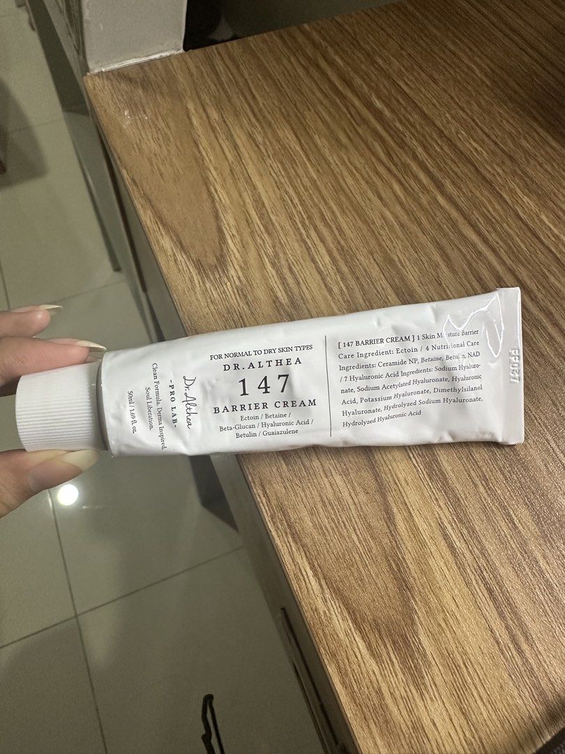 Dr Althea 147 Barrier Cream (Category: Face Care) located in Manila. Submitted by goddessfinds (Listing ID 1470495958, Image 1). Description: used like 3 times such a good moisturizer pero not hiyang skin ko :c Exp: 2029 .